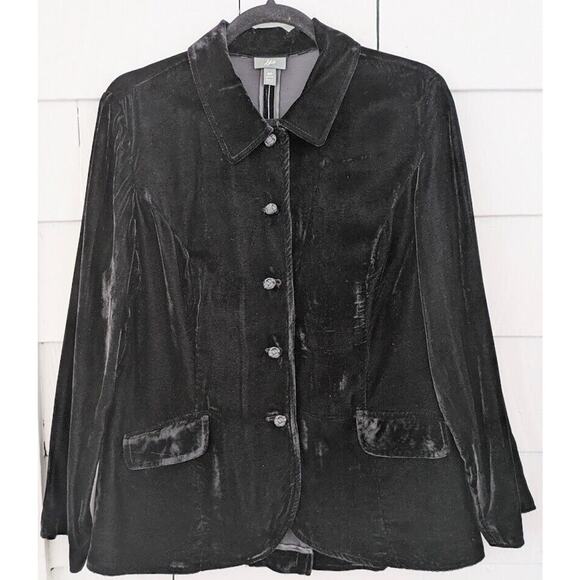 J. Jill Women's Size MP Velvet Jacket w/ Asian Knot Frog Closure & Buttons ~ New - Picture 3 of 15